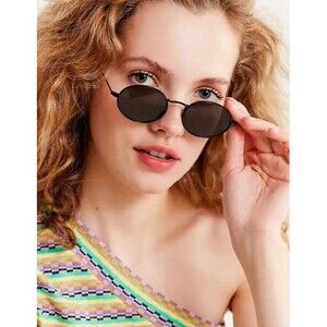 Small Oval Black Sunglasses Woman Luxury Brand Designer Eyewear Shades